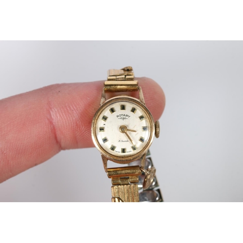 165 - 9k gold cased lady's Rotary wristwatch on expanding strap, and another 9k gold cased watch.