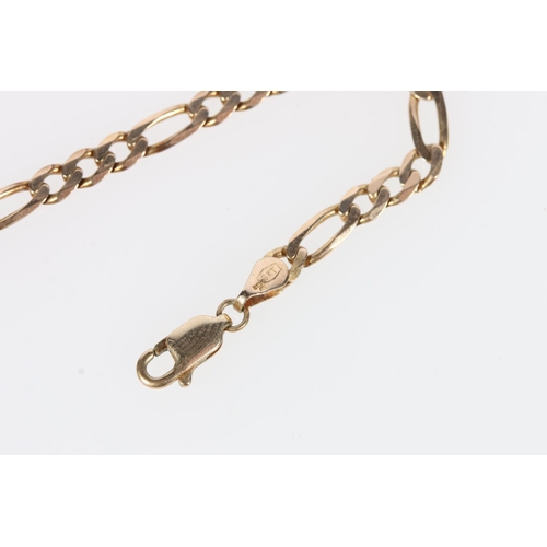 170 - 9k gold flat link chain with lobster claw clasp, 47cm, 10g.