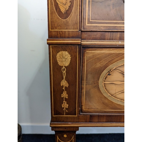 585 - George III and later Scottish inlaid mahogany sideboard, with faux drawers to the upper section abov... 