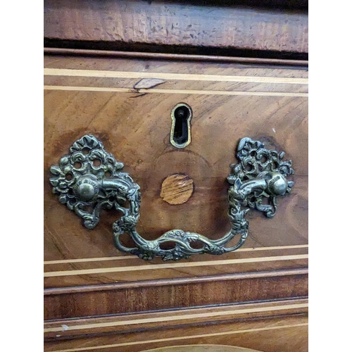 585 - George III and later Scottish inlaid mahogany sideboard, with faux drawers to the upper section abov... 