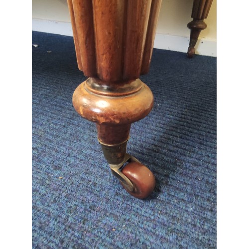 600 - Late Victorian mahogany partners library table, with later skiver to the top, above three small draw... 