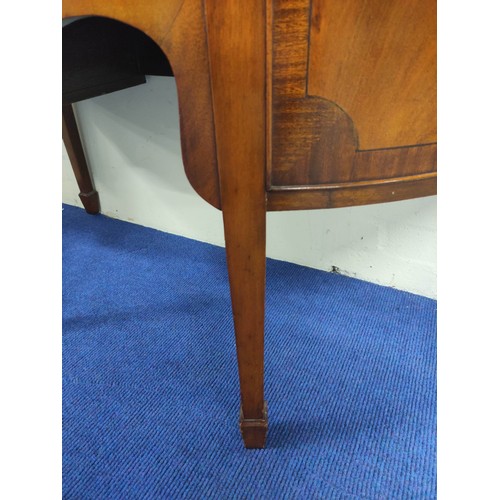 601 - Edwardian mahogany and ebony strung bowfront sideboard, with two drawers to the centre, flanked with... 