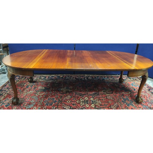 616 - Early 20th century mahogany D end dining table by Wyllie & Lochhead on carved cabriole supports ... 