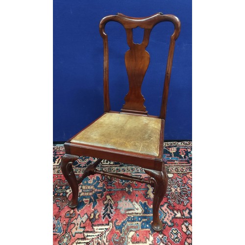 617 - Set of six early 20th century mahogany dining chairs in the Georgian style, each with scroll yoke ba... 