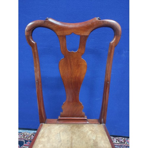 617 - Set of six early 20th century mahogany dining chairs in the Georgian style, each with scroll yoke ba... 