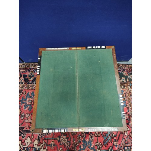 629 - Edwardian mahogany folding card table with baize playing surface and inset ivory markers, 67cm x 68½... 