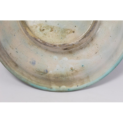 258 - 19th century Islamic tin glazed earthenware bowl, probably Moroccan, decorated in blue, turquoise an... 