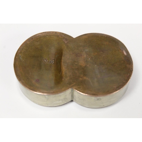 260 - Chinese 19th or early 20th century paktong and copper scholar's ink box of overlapping double circle... 