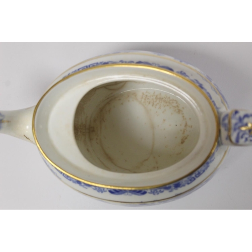 263 - Early 19th century Spode blue and white transfer decorated teaset in the new oval shape c.1810,  