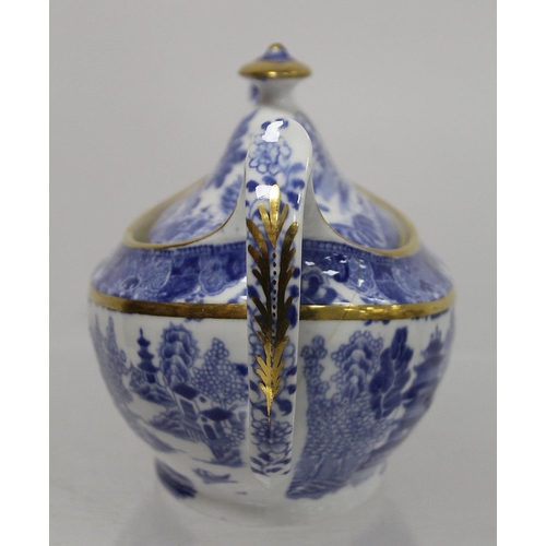 263 - Early 19th century Spode blue and white transfer decorated teaset in the new oval shape c.1810,  