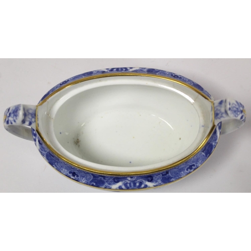 263 - Early 19th century Spode blue and white transfer decorated teaset in the new oval shape c.1810,  