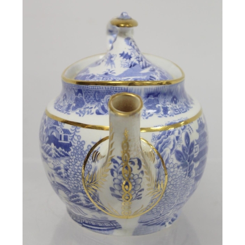 263 - Early 19th century Spode blue and white transfer decorated teaset in the new oval shape c.1810,  