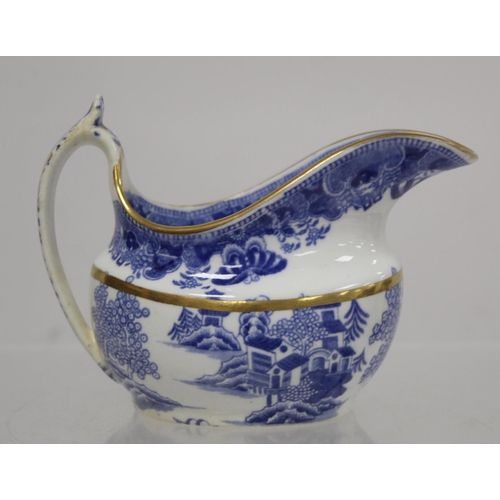 263 - Early 19th century Spode blue and white transfer decorated teaset in the new oval shape c.1810,  