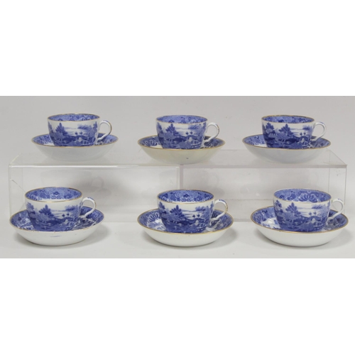 263 - Early 19th century Spode blue and white transfer decorated teaset in the new oval shape c.1810,  