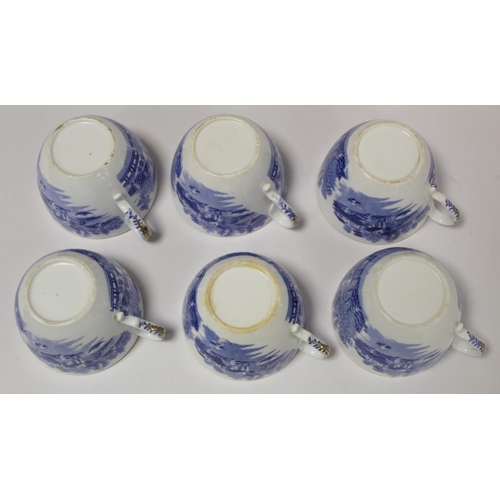 263 - Early 19th century Spode blue and white transfer decorated teaset in the new oval shape c.1810,  