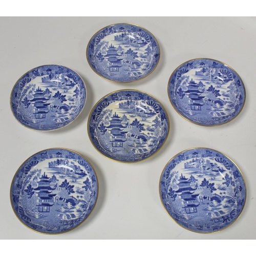 263 - Early 19th century Spode blue and white transfer decorated teaset in the new oval shape c.1810,  