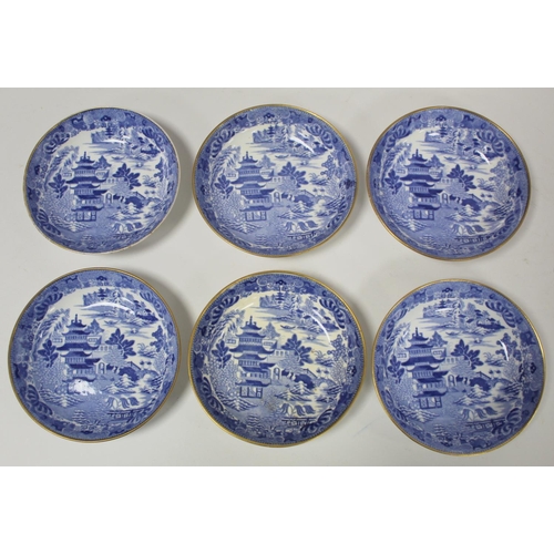 263 - Early 19th century Spode blue and white transfer decorated teaset in the new oval shape c.1810,  