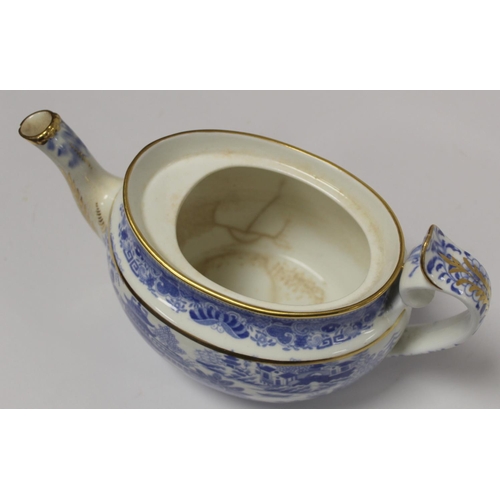 263 - Early 19th century Spode blue and white transfer decorated teaset in the new oval shape c.1810,  