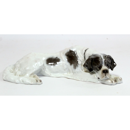 268 - Rosenthal porcelain figure of a dog, sleeping St. Bernard, no. K262/2, c.1922, 30cm long.