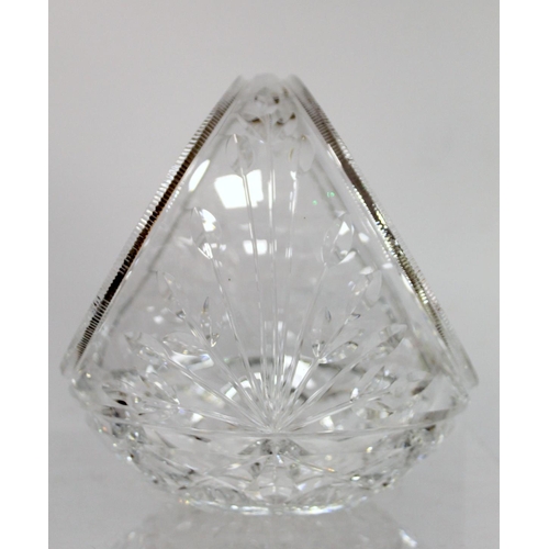 270 - Webb Corbett cut glass vase of rounded flared form on concave short stem and circular foot, with geo... 