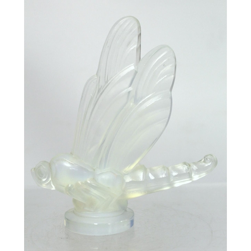French Sabino opalescent figural Libellule / dragonfly glass car 