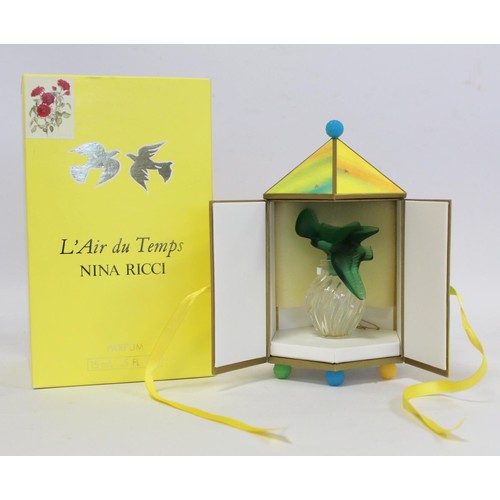 280 - Nina Ricci L'air du Temps Collector's Edition Lalique perfume bottle (empty) with green doves stoppe... 