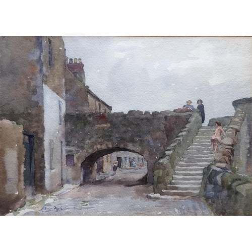 365 - David Foggie RSA RSW (Scottish 1878-1948). Nungate Bridge, Haddington. Watercolour.27cm x 39cm. Sign... 