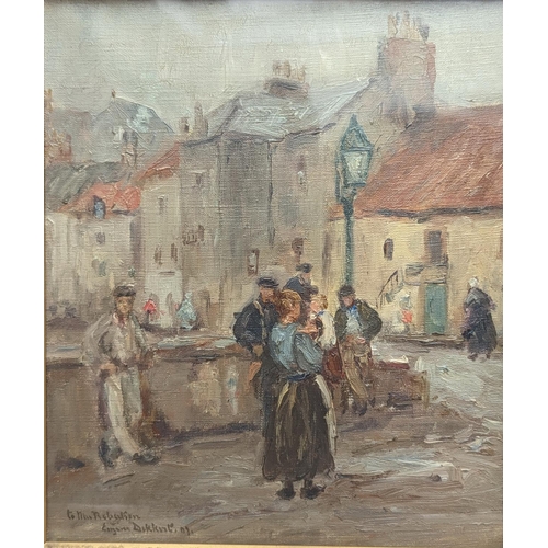 367 - Eugene Dekkert (German 1865-1956). Pittenweem - East Neuk fishing village street scene with figures.... 