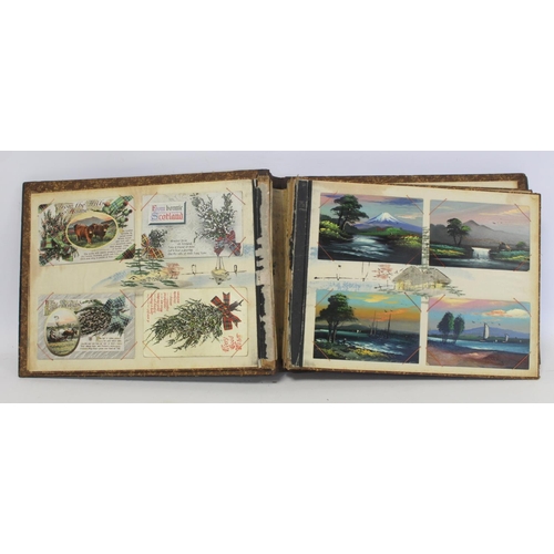 194 - Near pair of early 20th century Japanese lacquer photograph albums, one containing photographs inclu... 