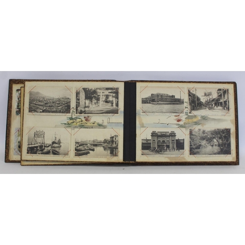 194 - Near pair of early 20th century Japanese lacquer photograph albums, one containing photographs inclu... 