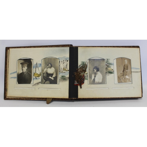 194 - Near pair of early 20th century Japanese lacquer photograph albums, one containing photographs inclu... 