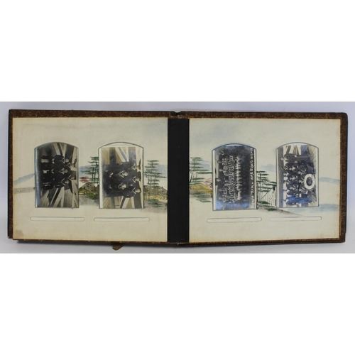 194 - Near pair of early 20th century Japanese lacquer photograph albums, one containing photographs inclu... 