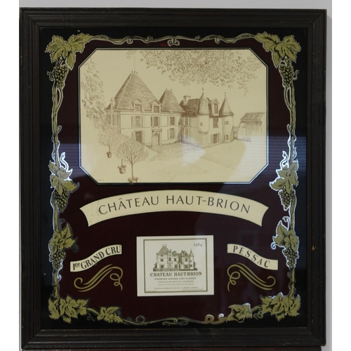 198 - Set of four framed facsimile wine labels for Ch. Mouton-Rothschild, Ch. Margaux, Ch. Haut-Brion and ... 