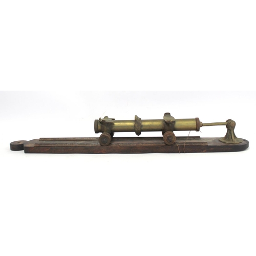 199 - Automobilia. A vintage scratch built sliding foot pump, probably circa 1920s, the brass cylinder wit... 