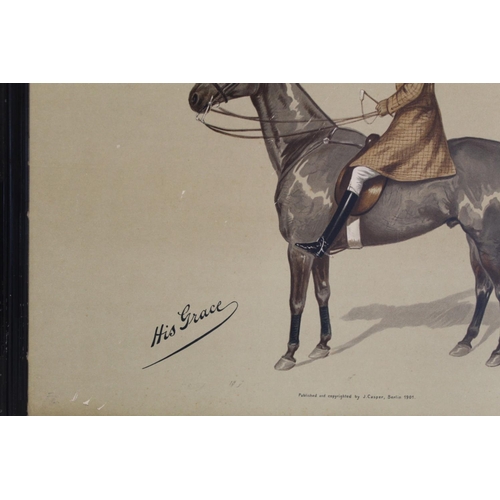 297 - Two Edwardian chromolithographs after originals by Charles Gatehouse depicting gentlemen on horsebac... 