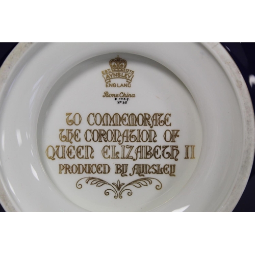 301 - Aynsley Queen Elizabeth II 1953 Coronation pedestal bowl with central portrait panel flanked by roya... 