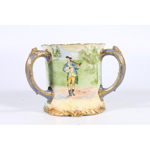 382 - Royal Crown Derby porcelain tyg, the body decorated with hand-painted classical scenes, artist initi... 