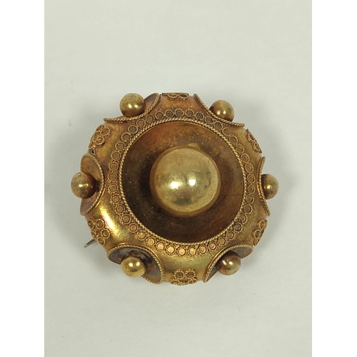 103 - Victorian gold circular brooch with locket, probably 15ct, gross 16g.