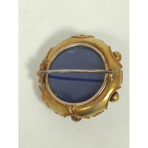 103 - Victorian gold circular brooch with locket, probably 15ct, gross 16g.