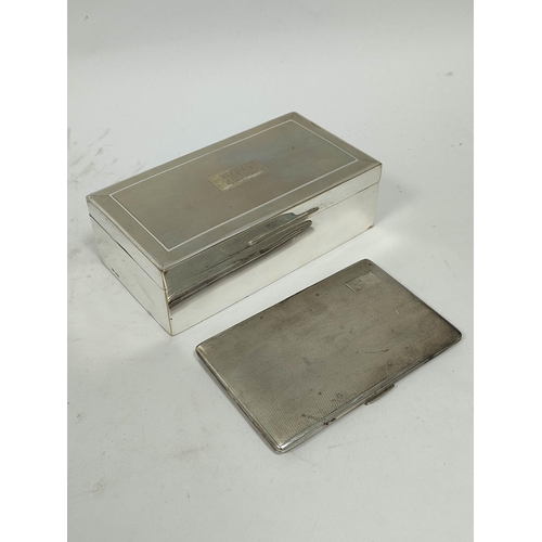 120 - Silver cigarette case, engine turned, 183g  and a similar e.p. box.