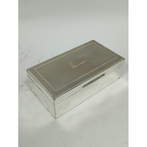 120 - Silver cigarette case, engine turned, 183g  and a similar e.p. box.