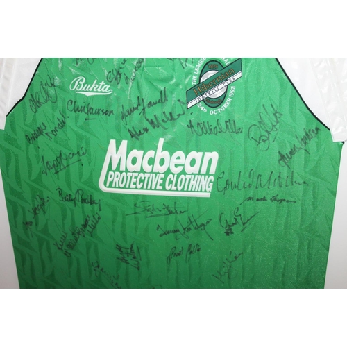 186 - Framed Hibernian Football Club shirt signed from the League Cup Final 24th October 1993 squad