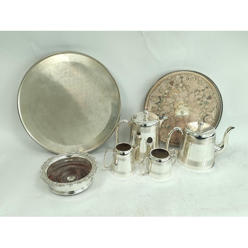 119 - E.p hotel pattern tea set, sundry flatware and other items.  