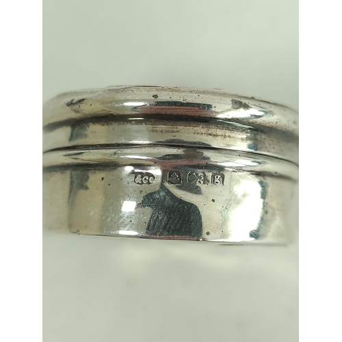 121 - Silver pierced trug bon bon dish, two napkin rings and a small box, 103g.