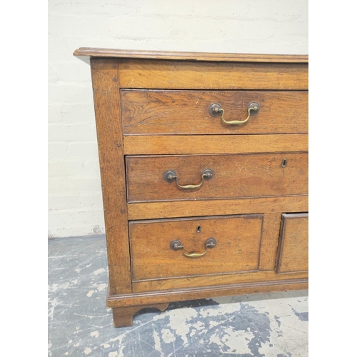 660 - Georgian oak low dresser, with three frieze drawers over five drawers below, on bracket feet, 189cm ... 