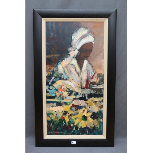 420 - Mauro Chiarla (Italian/South African b.1949).Lady 1.Oil on board, signed lower left.77cm x 38cm.... 