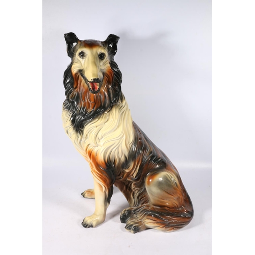 463 - 20th century composite model of a Rough Collie or Borzoi dog, sitting. 65cm tall.