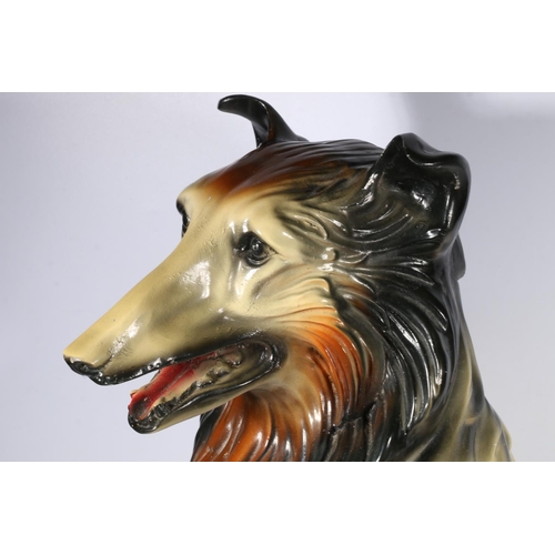 463 - 20th century composite model of a Rough Collie or Borzoi dog, sitting. 65cm tall.