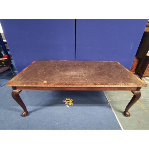 646 - Late 19th century large mahogany and walnut library table, the rectangular top with moulded edges an... 