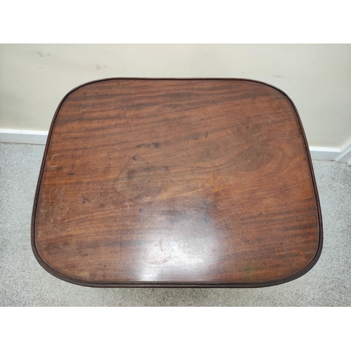 665 - Georgian mahogany tilt top wine table with rounded rectangular top raised on turned column. 60 x 50c... 